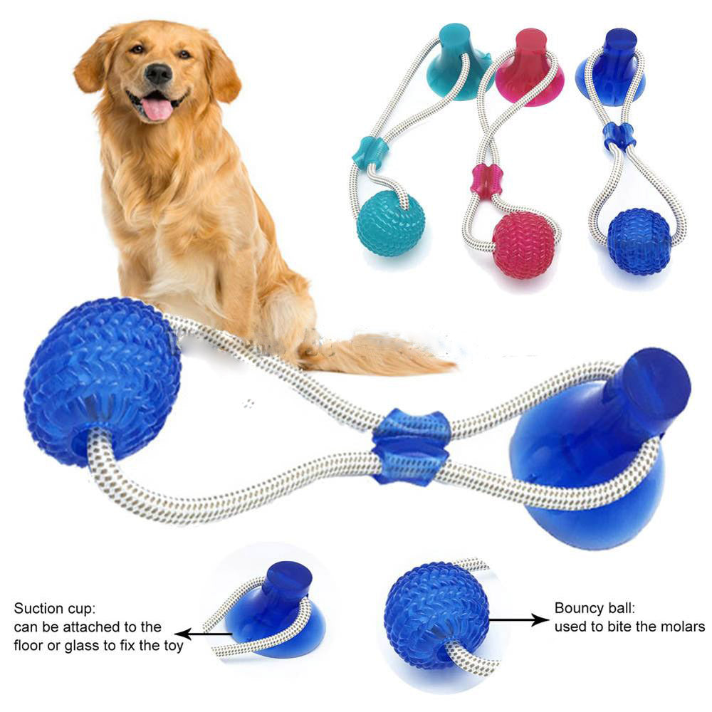 Multifunction Pet Molar Bite Toy Interactive fun Pet toy with suction cup dog push toy with TPR ball Pet Tooth Cleaning,Chewing