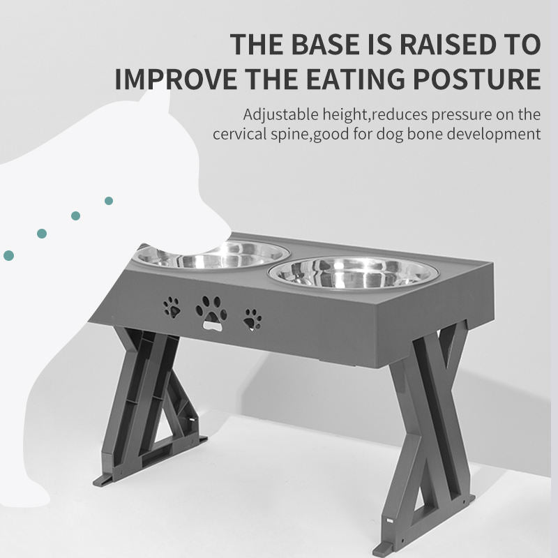 Pet Bowl Dog Bowl Pet Feeder Bowl Stainless Steel Bowl Folding Lifting Table Bowl
