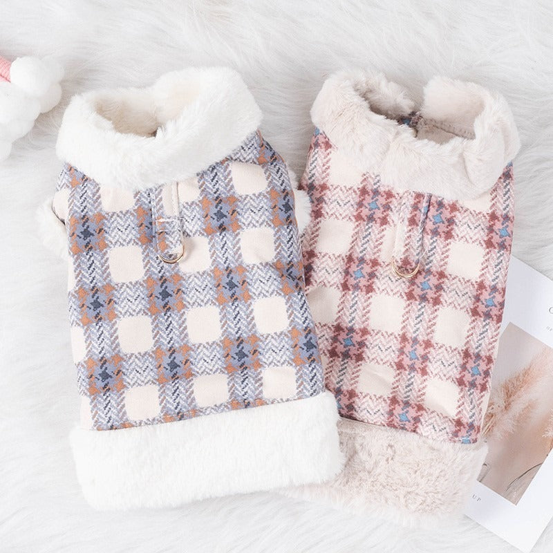 Dog Clothing Warm and Fluffy In Autumn and Winter Can Be Pulled Vest Teddy Bear Small Dog Cat Pet Clothing