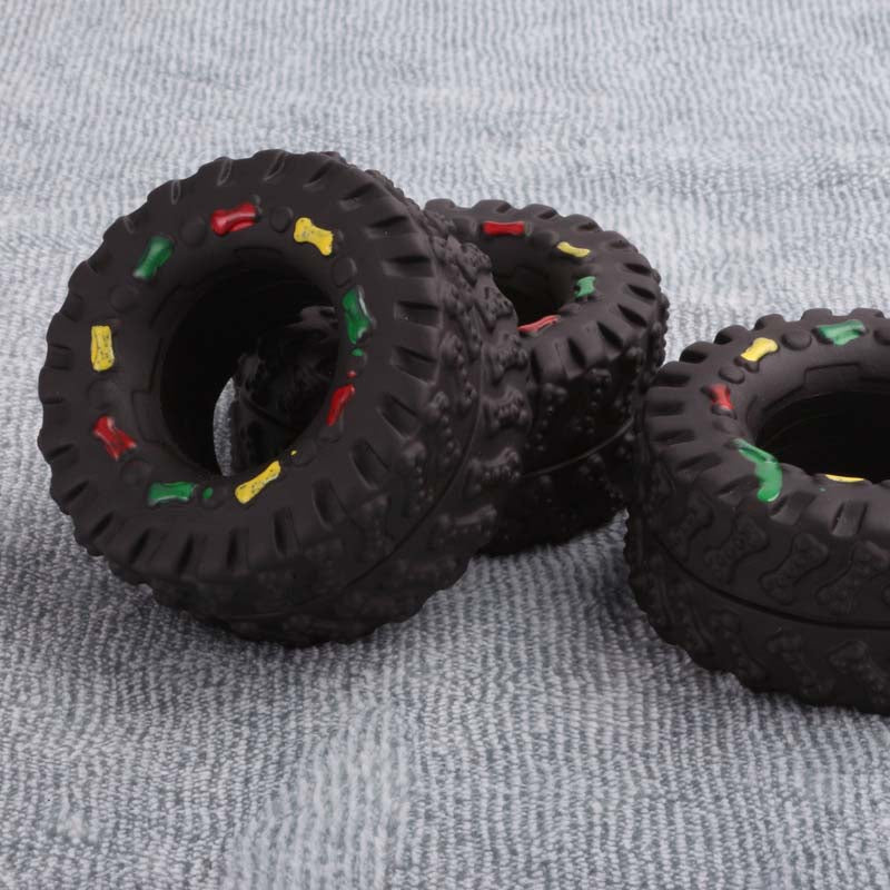 Mini Elasticity Tire Dog Cat Toy Squeak Sound Chew Treat Holder Funny Puppy Training molar Toys Dog Interactive Pet Supplies