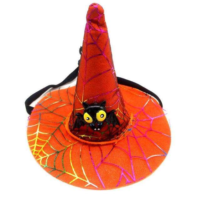 Halloween Spider Web Witch Hat Elastic Hair with Pet Supplies Dog Cat Pumpkin Bat Hat Hair Accessories