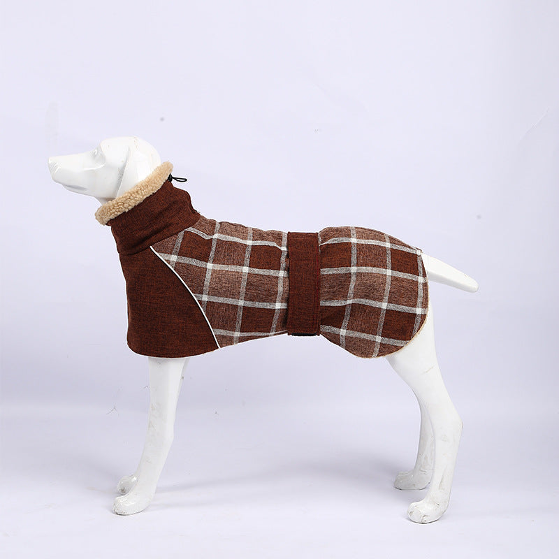 Pet Clothes Autumn And Winter New Plaid Jacket Cold Cotton Coat Pet Supplies