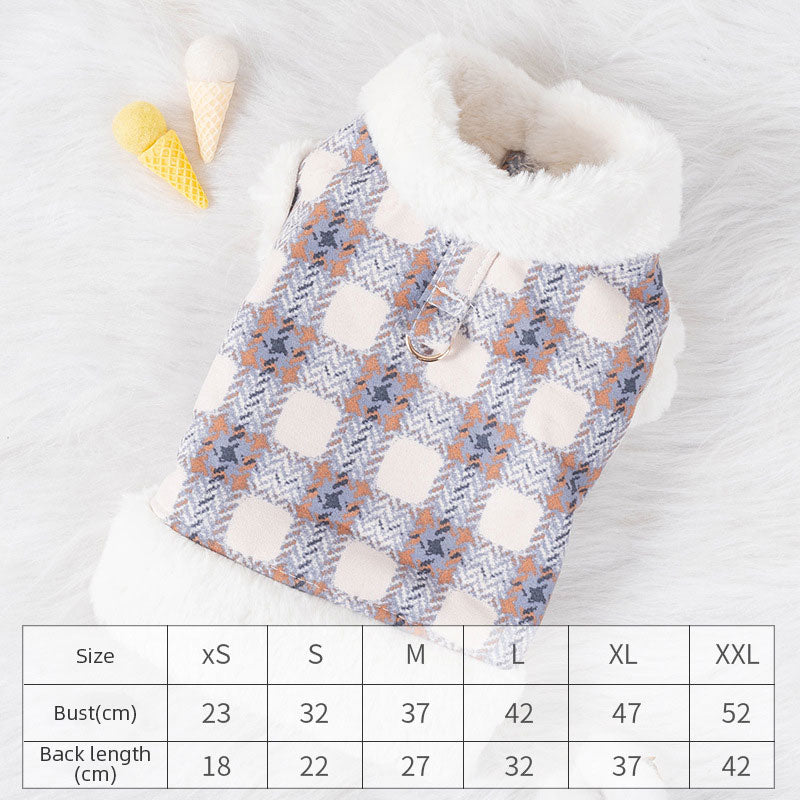 Dog Clothing Warm and Fluffy In Autumn and Winter Can Be Pulled Vest Teddy Bear Small Dog Cat Pet Clothing