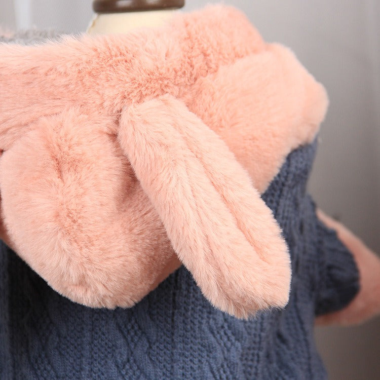 New Pet Dog Clothes Knitted Rabbit Ears Four Legged Thickened Cotton Clothes Small and Medium Dog Cute Dog Clothes