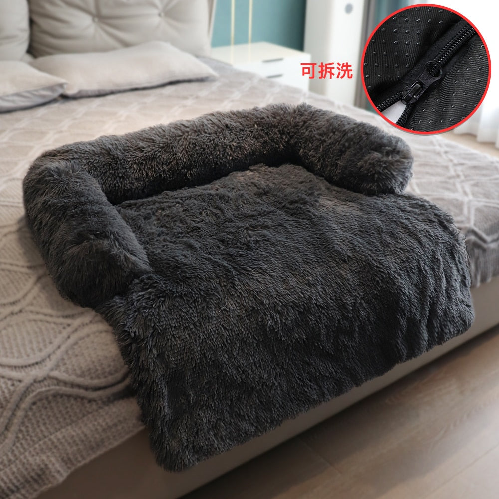 Winter Large Dog Sofa Bed with Zipper Dogs Bed Removable Cover Plush Kennel Cat Beds Mats House Sofa Bed Mat for Large Dog