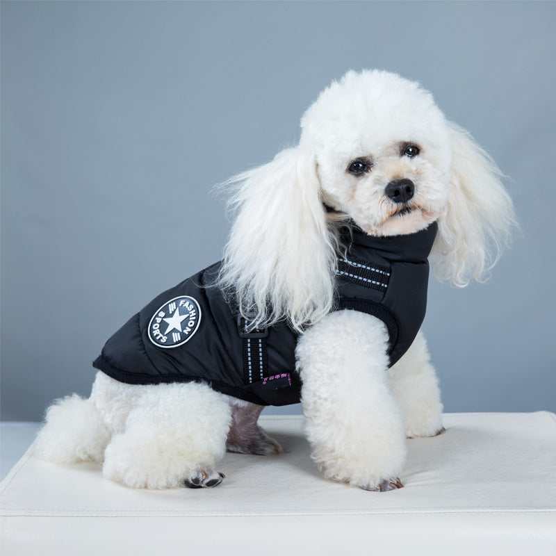 Pet Clothes Autumn And Winter New Waterproof Warm Dog Cotton Coat Winter Ski Suit Chest Back Integrated Cotton Vest