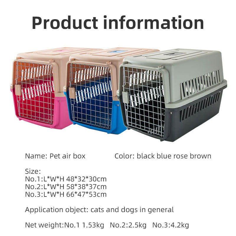 Pet Aviation Box Dog Large Car Dog Cage Checked Small, Medium and Large Dog and Cat Cage Portable Out