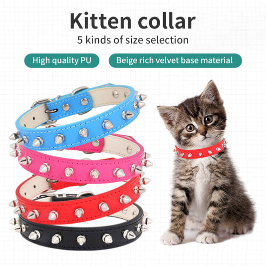 Leather Traction Rope Pet Collar Kitten Collar Ins New Pet Collar