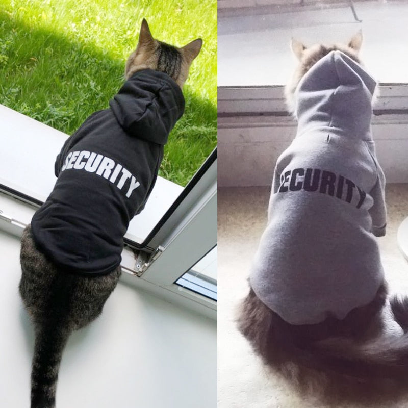 Security Cat Clothes Pet Cat Coats Jacket Hoodies For Cats Outfit Warm Pet Clothing Rabbit Animals Pet Costume