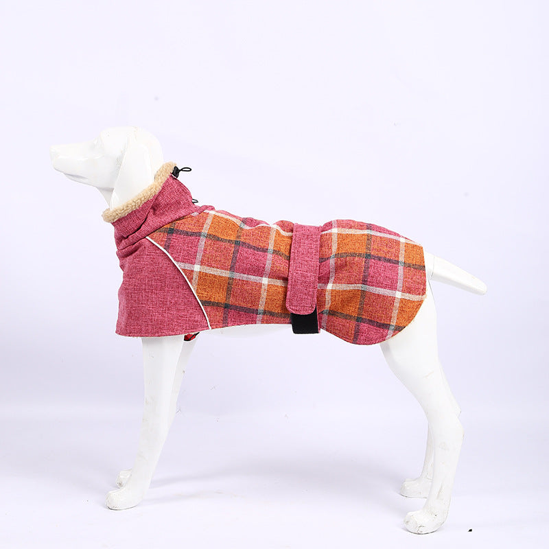 Pet Clothes Autumn And Winter New Plaid Jacket Cold Cotton Coat Pet Supplies