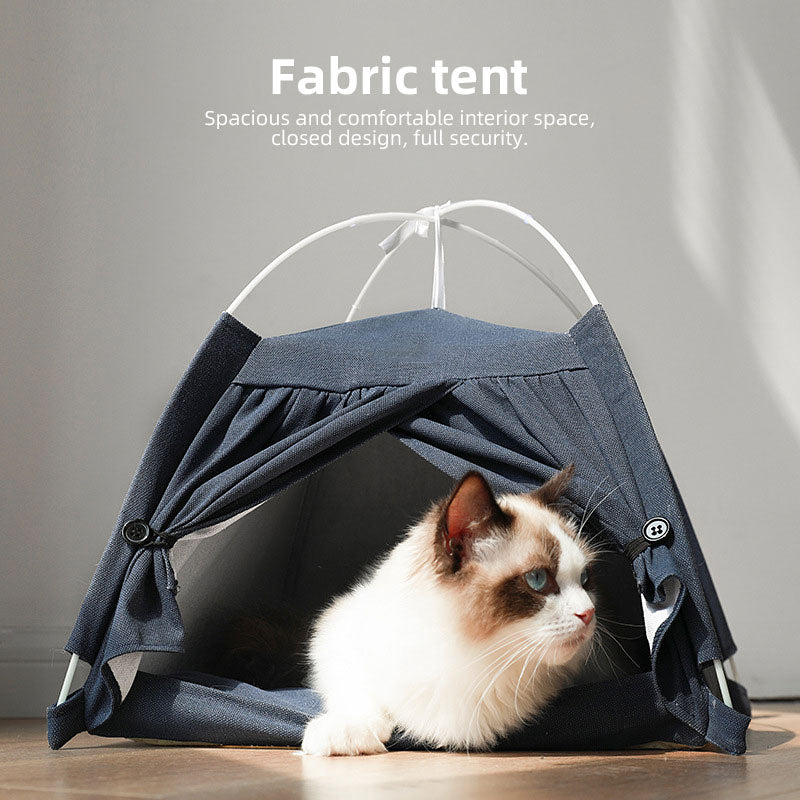 Cat Four Seasons Cat Kennel Dog Kennel Removable Cotton and Hemp Tent Kennel Small and Medium Sized Cat and Dog Pet Supplies