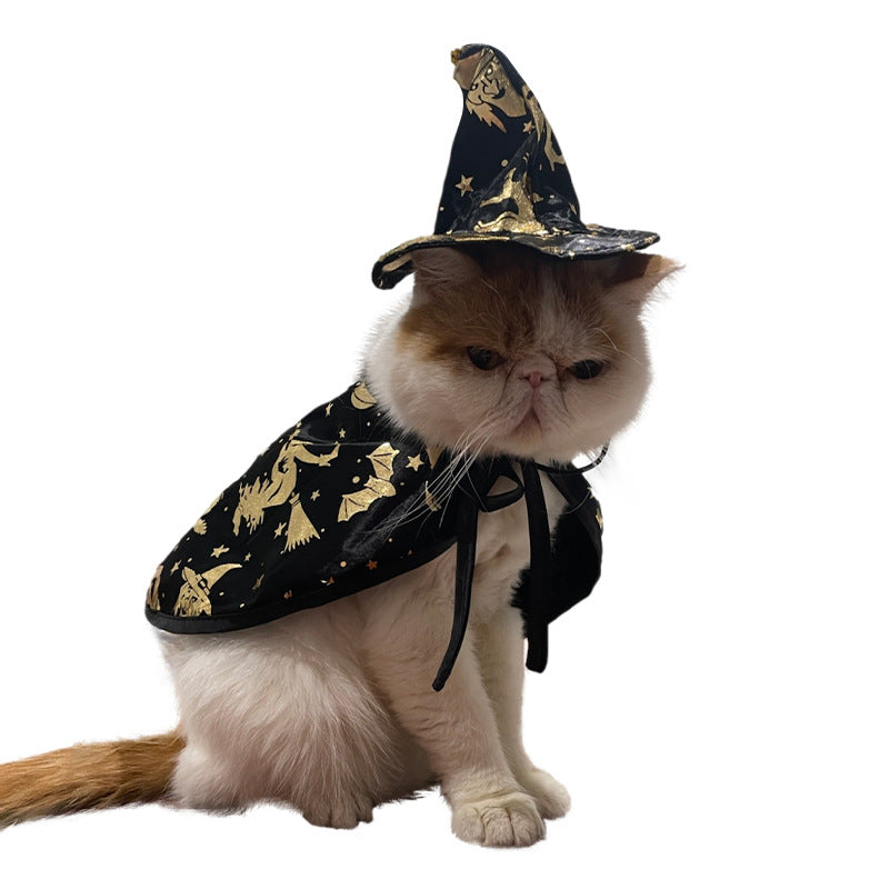 New Halloween Witch Cloak Cat Wizard Cloak Pet Cloak Holiday Dress Up Disguise Costumes