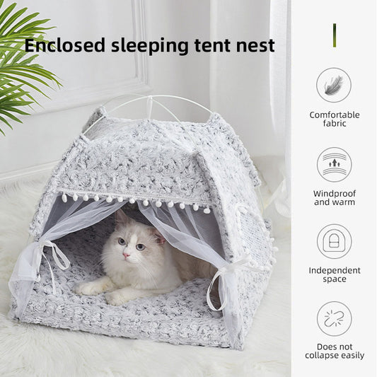 Cat Kennel Summer Cat Tent Cat House Semi Enclosed Pet Bed Four Seasons Dog Kennel Villa Bed Supplies