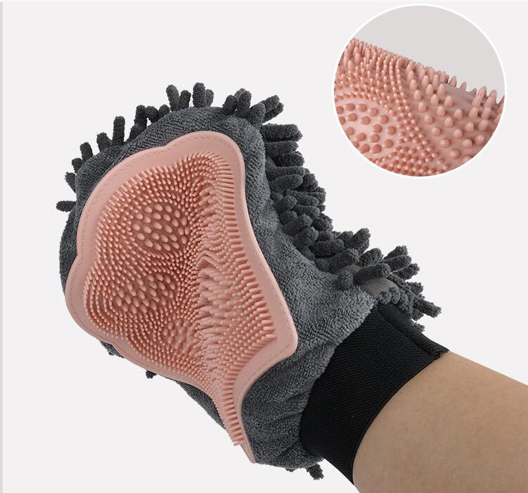 Pet shower gloves, dog double-sided cleaning, massage, shower brush, cat grooming, massage brush, pet supplies