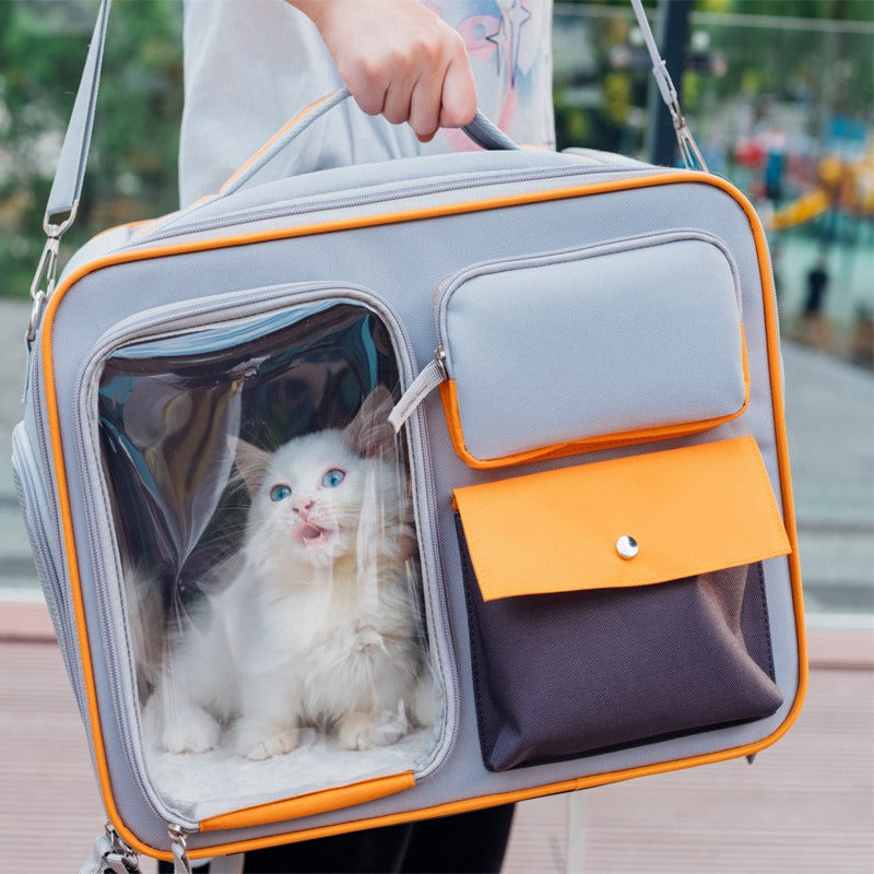 New Large-Capacity Dog And Cat Backpack Out Portable Canvas Shoulder Cat Bag Cross Pet Bag