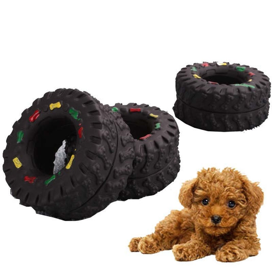 Mini Elasticity Tire Dog Cat Toy Squeak Sound Chew Treat Holder Funny Puppy Training molar Toys Dog Interactive Pet Supplies