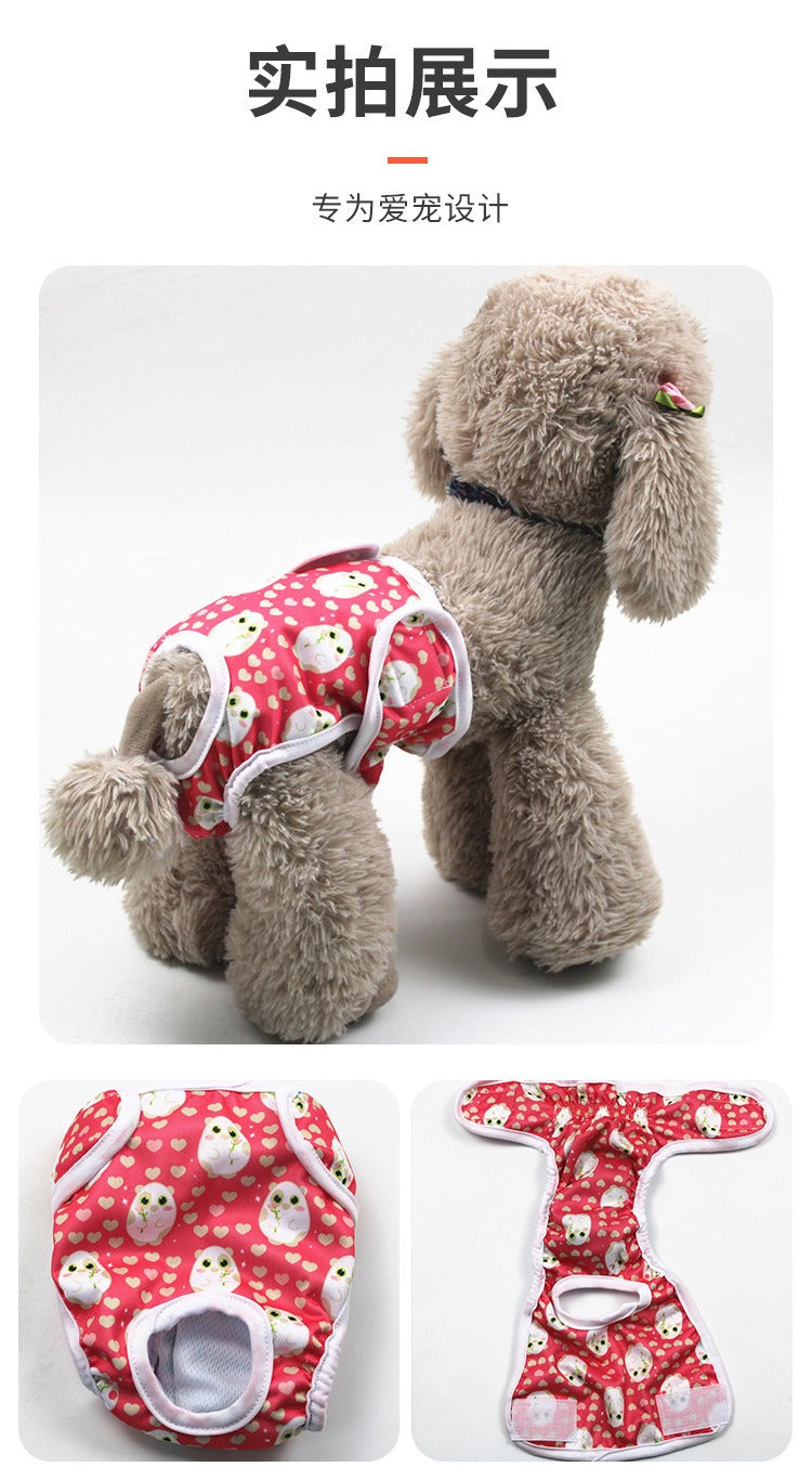 Pet Physiological Pants Cartoon Animal Print Anti Harassment Menstrual Diaper Dog Diapers