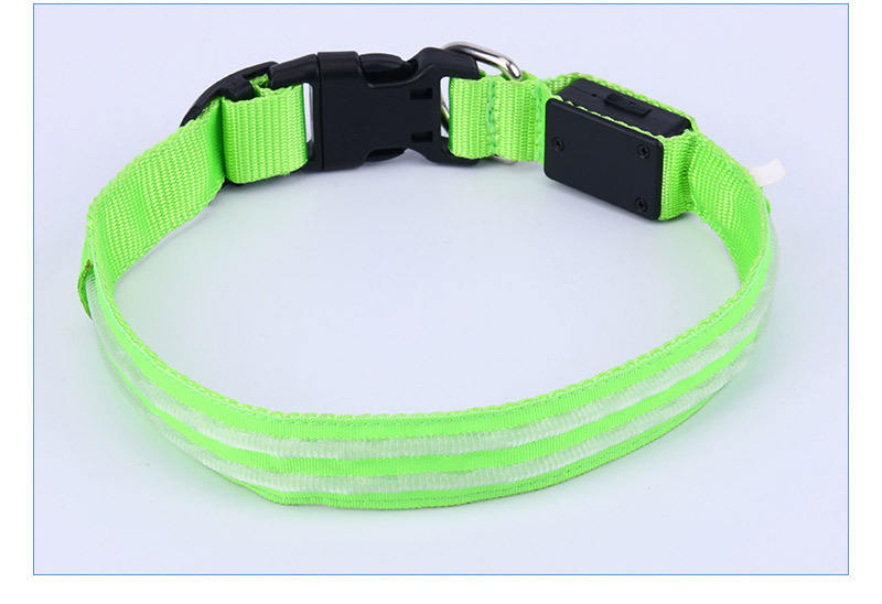 Pet Supplies LED Flash Dog Collar Nylon Translucent Double Fiber Medium Large Neck Usb Luminous Collar