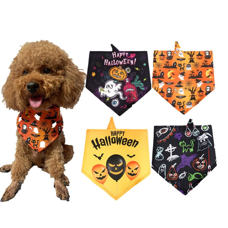 Dog saliva towel Halloween funny pumpkin head large dog neck pet saliva towel