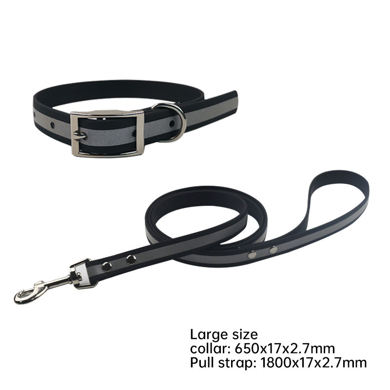 Night Reflective Film Pvc Dog Traction Strap Dog Walking Rope Pet Set Collar Strap Dog Walking Chain