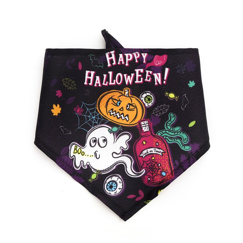 Dog saliva towel Halloween funny pumpkin head large dog neck pet saliva towel