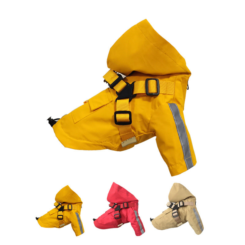 Pet Raincoat Dog All-Weather Raincoat Pu Outdoor Reflective Pet Poncho