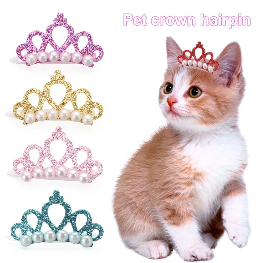 New Pet Products Cat Frog Clip Crown Pearl Head Teddy Pet Head Flower Hair Clip Pet Products Headwear