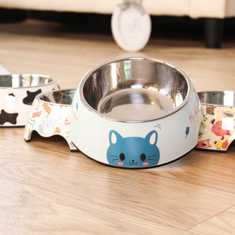 Dog Bowl Cat Food Bowl Stainless Steel Dual-Use Feeding And Drinking Bowl Removable Non-Slip Single Bowl Pet Bowl