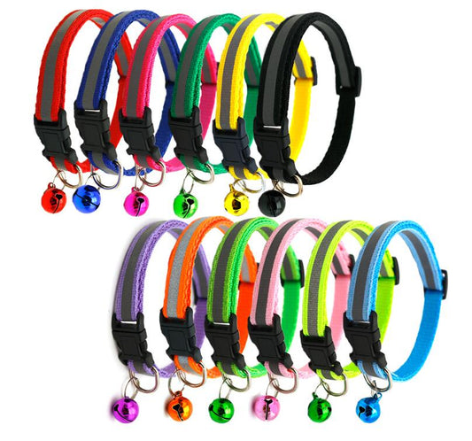 Pet reflective patch collar reflective cat and dog collar bell collar pet luminous collar