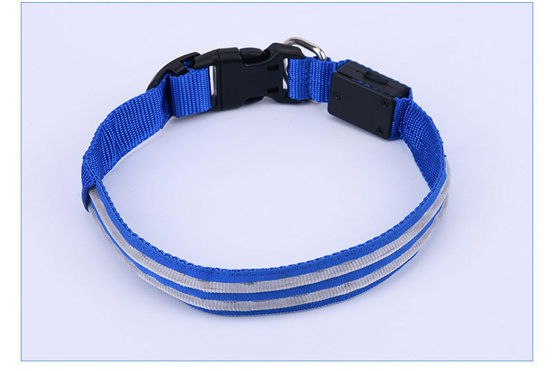 Pet Supplies LED Flash Dog Collar Nylon Translucent Double Fiber Medium Large Neck Usb Luminous Collar