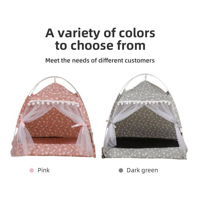 Summer Four Corner Tent Cat House Foldable Cat House Semi Closed Dog House Removable Pet Supplies