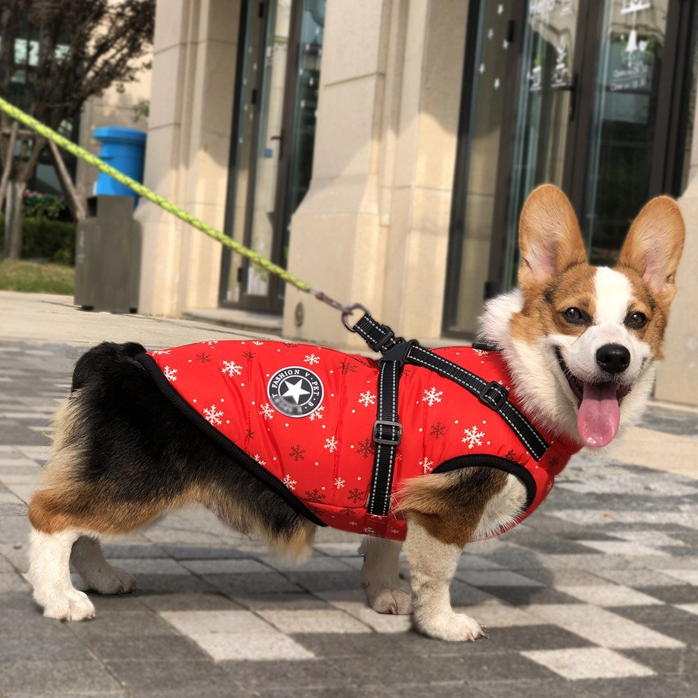 Autumn And Winter Pet Clothes Red Christmas Dog Cotton Clothes Reflective Warmth Small And Medium-Sized Dog Coat Clothing