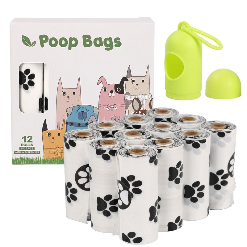 White Footprint Dog Poop Collection Bag D2W Photo Oxygen Degradation Pet Garbage Bag Pet Supplies