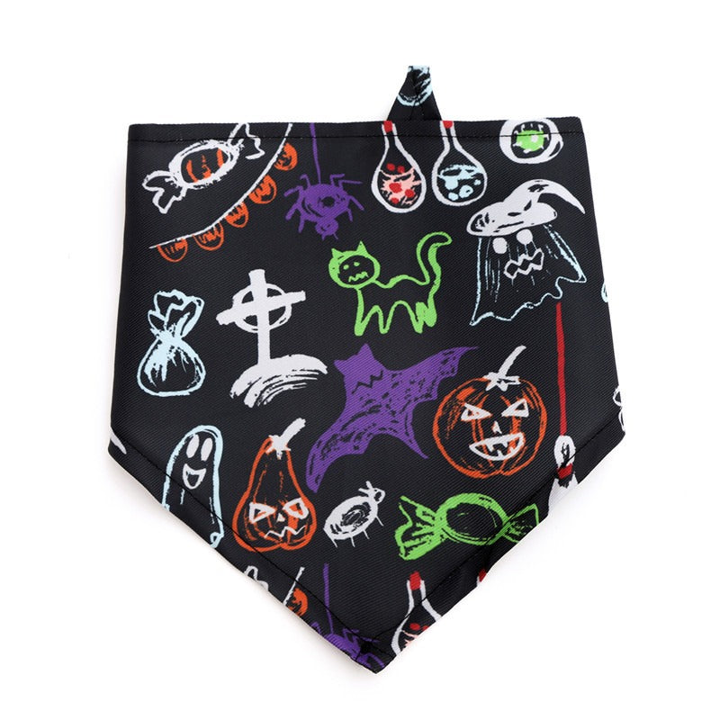 Dog saliva towel Halloween funny pumpkin head large dog neck pet saliva towel