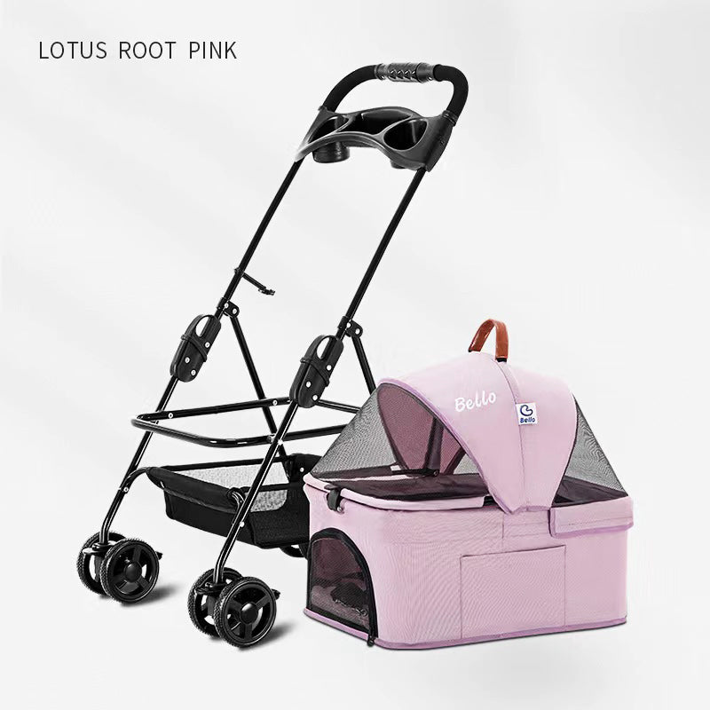 Walk The Dog Pet Stroller Teddy Dog Four Wheel Wan fold To The Stacked Stroller Cats Can Be Separated From The Stroller