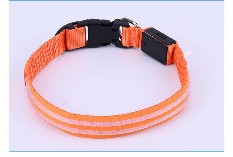 Pet Supplies LED Flash Dog Collar Nylon Translucent Double Fiber Medium Large Neck Usb Luminous Collar