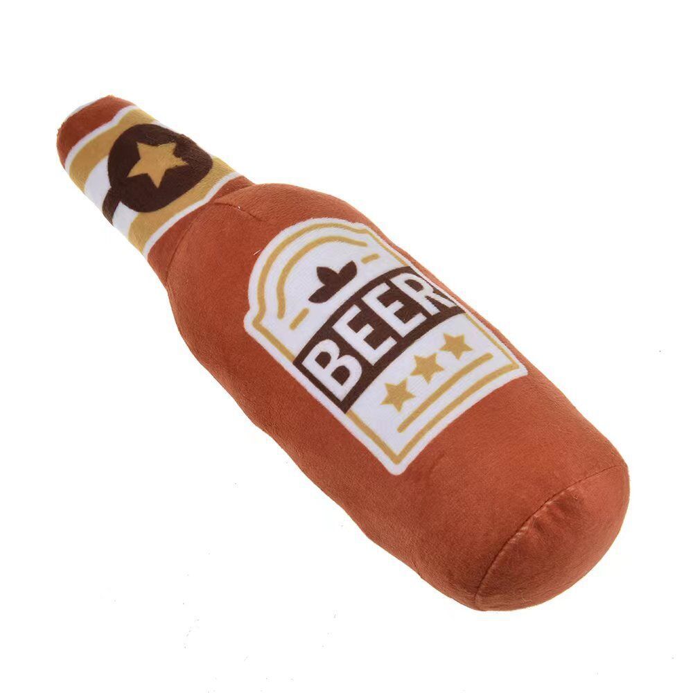 New Plush Filled Vodka Whisky Bottle Squeaking Noise Pet Dog Bite Resistant Molar Toy