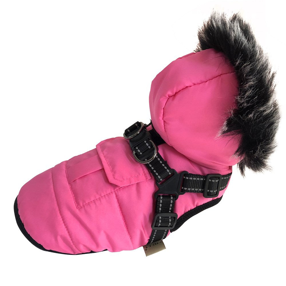 New Pet Cotton Clothes Reflective Warmth Dog Clothes Winter Wool Collar Plus Cotton Pet Clothing Cotton Vest Coat