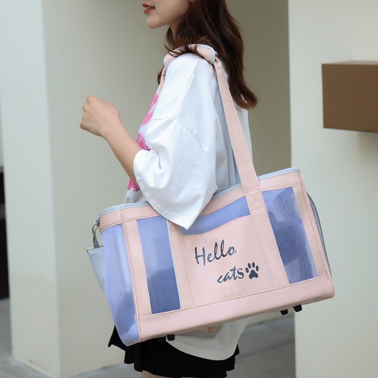 New Solid Color Fashion Breathable Simple Portable Out Shoulder Large Capacity Small Dog Pet Bag