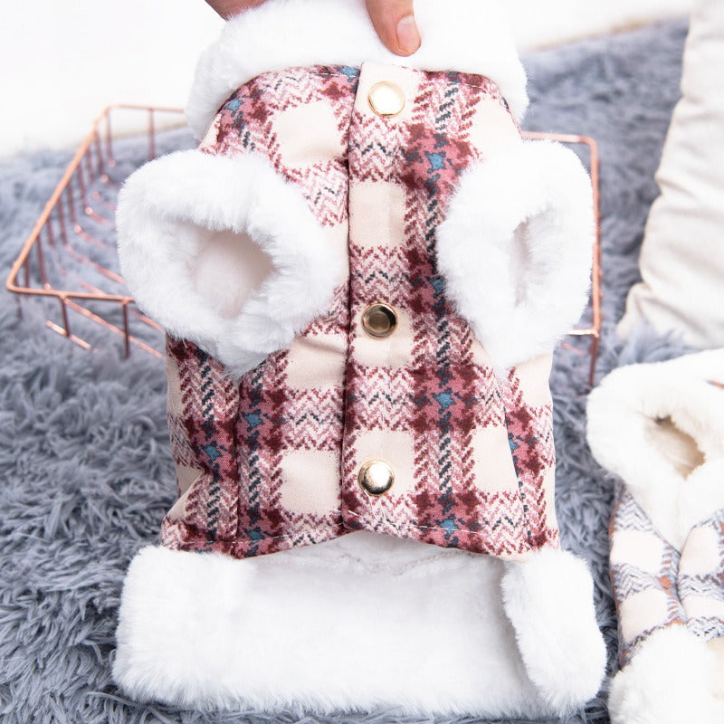 Dog Clothing Warm and Fluffy In Autumn and Winter Can Be Pulled Vest Teddy Bear Small Dog Cat Pet Clothing