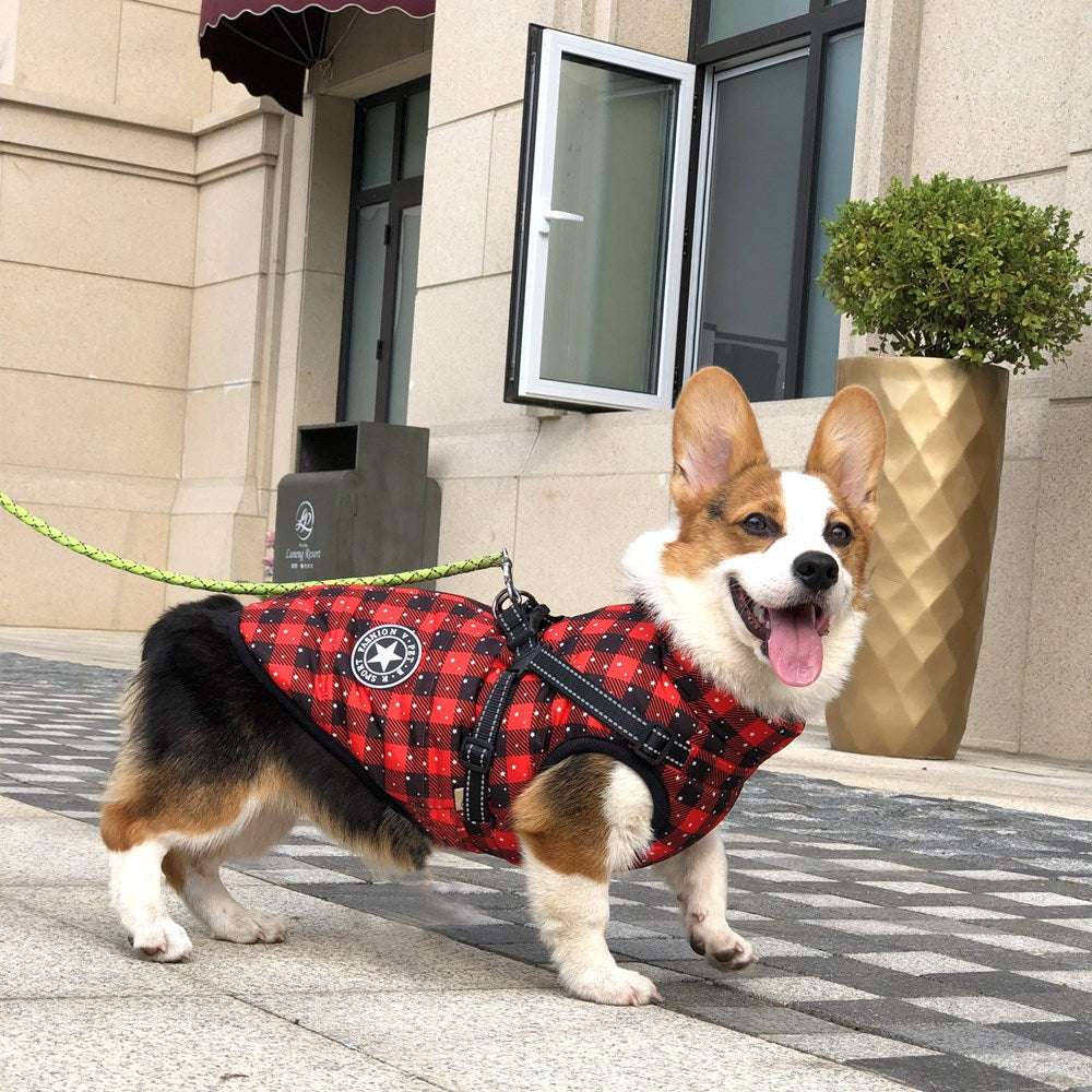 Autumn And Winter Pet Clothes Red Christmas Dog Cotton Clothes Reflective Warmth Small And Medium-Sized Dog Coat Clothing