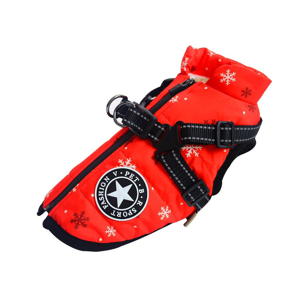 Autumn And Winter Pet Clothes Red Christmas Dog Cotton Clothes Reflective Warmth Small And Medium-Sized Dog Coat Clothing