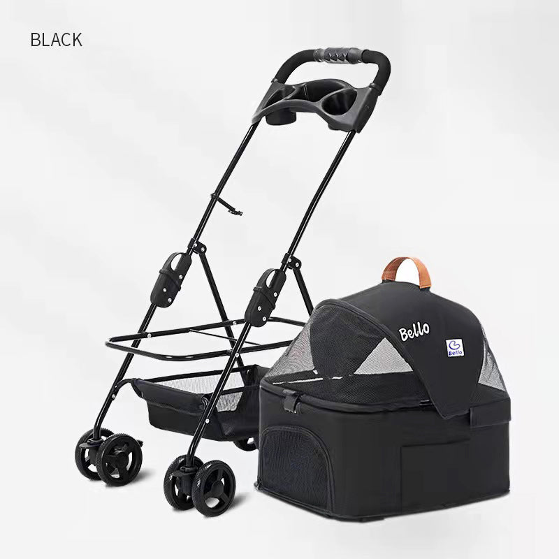 Walk The Dog Pet Stroller Teddy Dog Four Wheel Wan fold To The Stacked Stroller Cats Can Be Separated From The Stroller