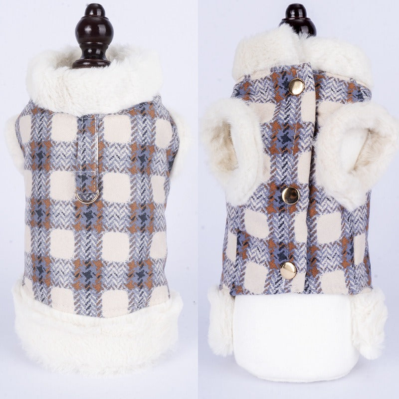 Dog Clothing Warm and Fluffy In Autumn and Winter Can Be Pulled Vest Teddy Bear Small Dog Cat Pet Clothing