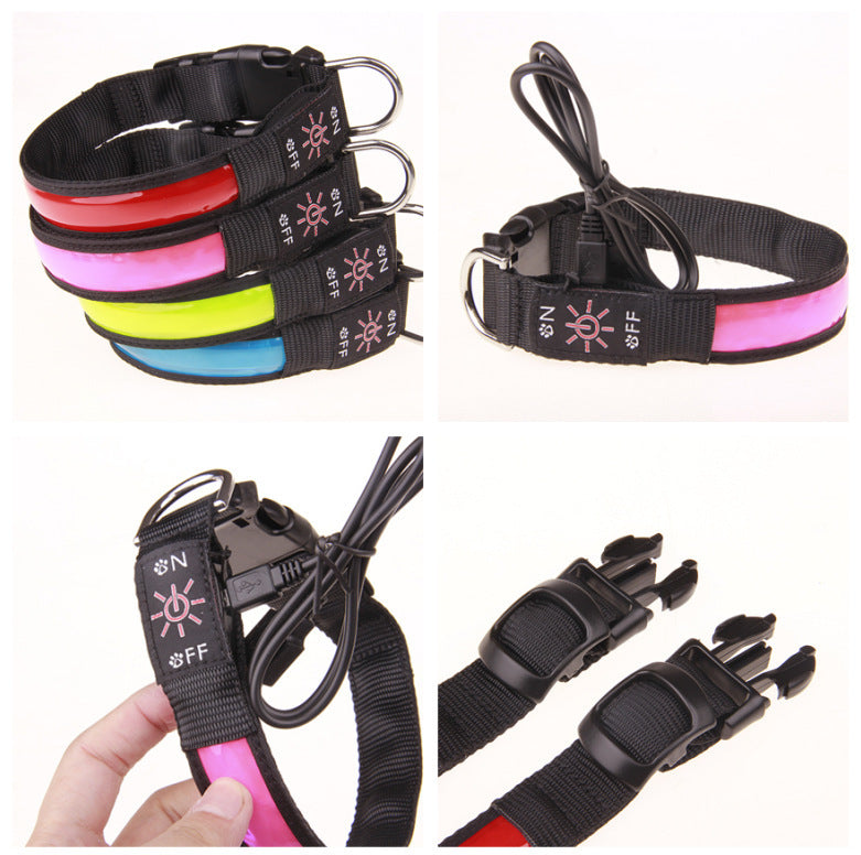 Usb Reflective Leather Luminous Collar Led Lattice Arm With Collar Reflective Lattice Dog Collar Collar Collar Collar Sleeve Can