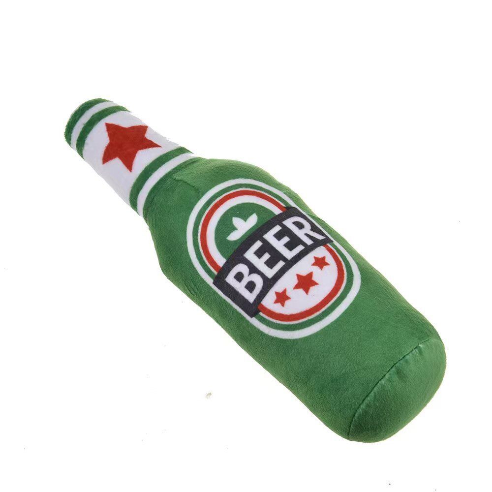 New Plush Filled Vodka Whisky Bottle Squeaking Noise Pet Dog Bite Resistant Molar Toy