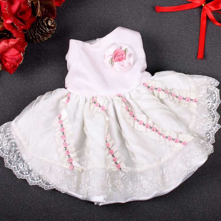 Summer New Pet Clothing Dog Swing Dress Pet Dog Rose Princess Dress