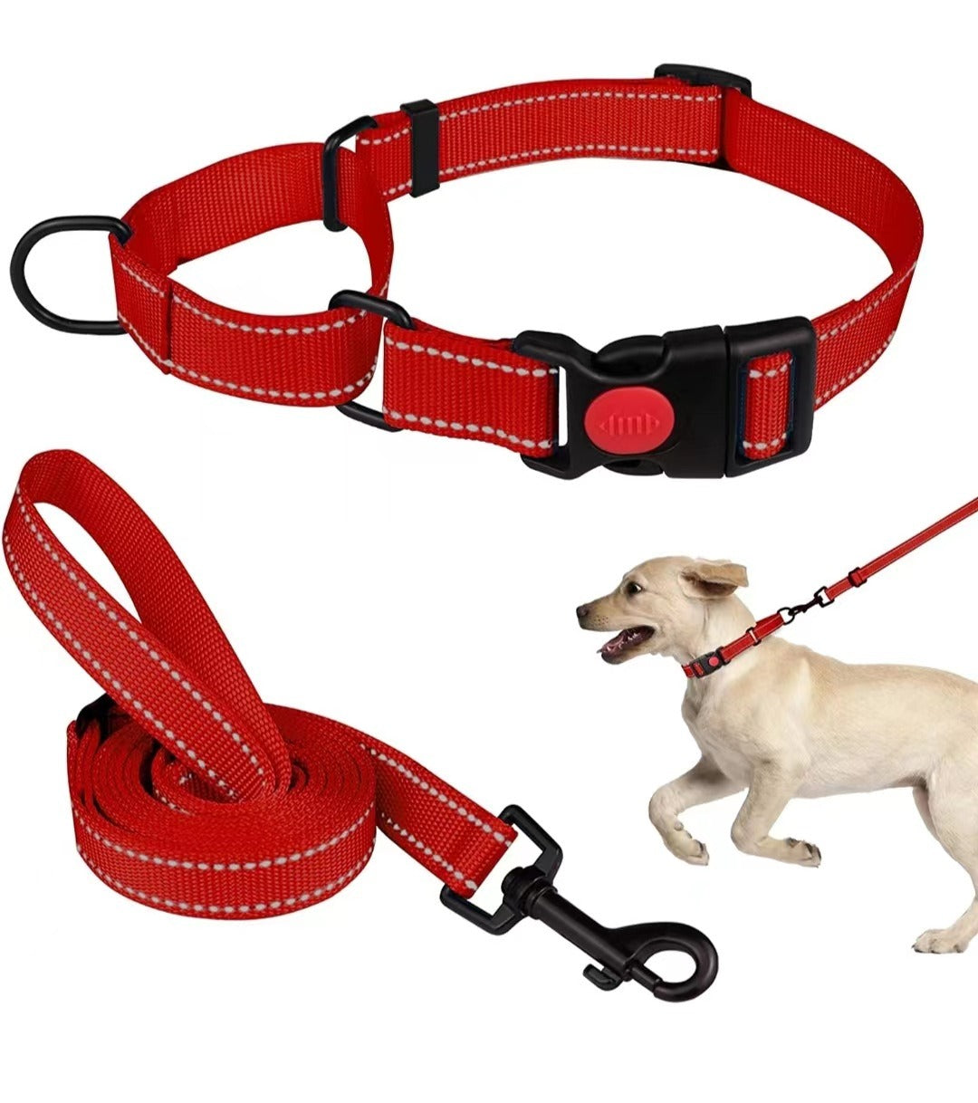 Collar Pet Supplies Nylon Collar Adjustable Traction Rope Reflective Collar Set Dog Leash