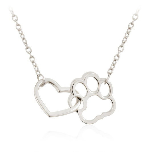 Hollow Pet Paw Footprint Necklaces Dog Cat