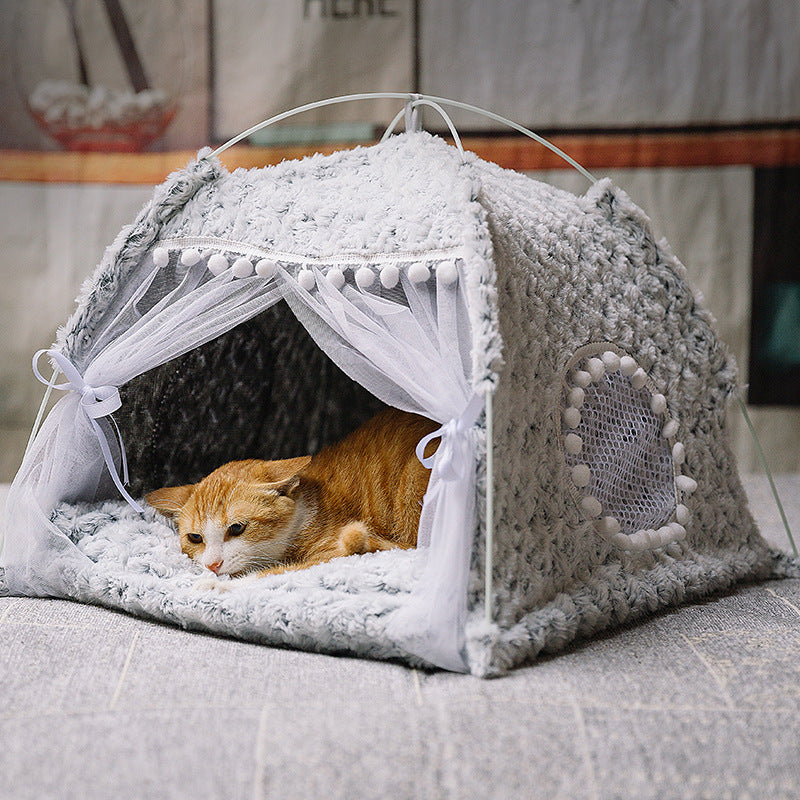 Cat Kennel Summer Cat Tent Cat House Semi Enclosed Pet Bed Four Seasons Dog Kennel Villa Bed Supplies